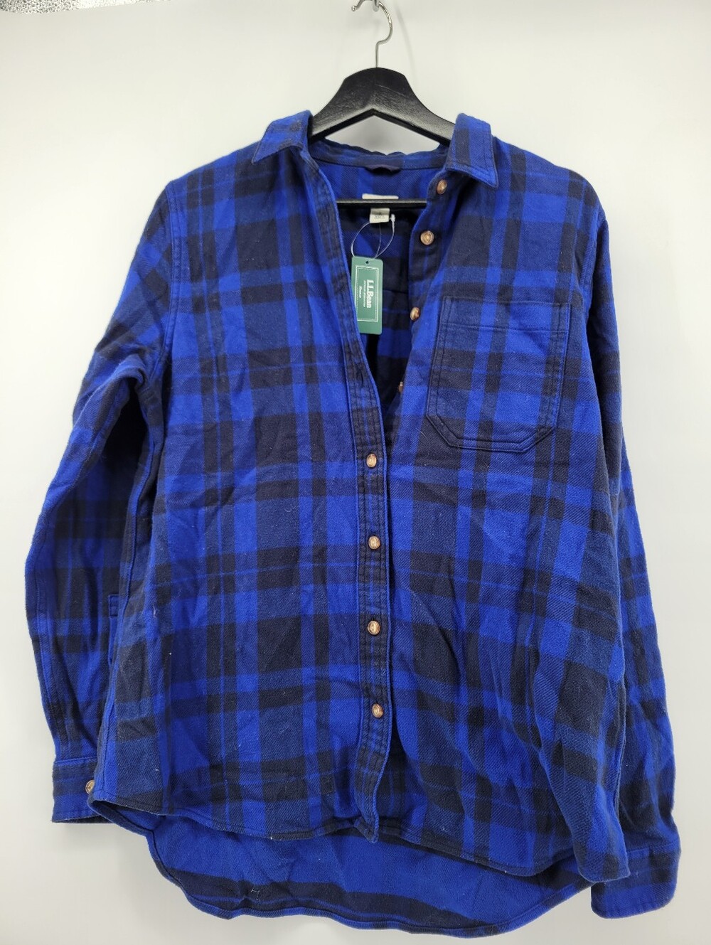 L.L. Bean Women's Flannel Shirt long-sleeve button-down top 100% organic cotton